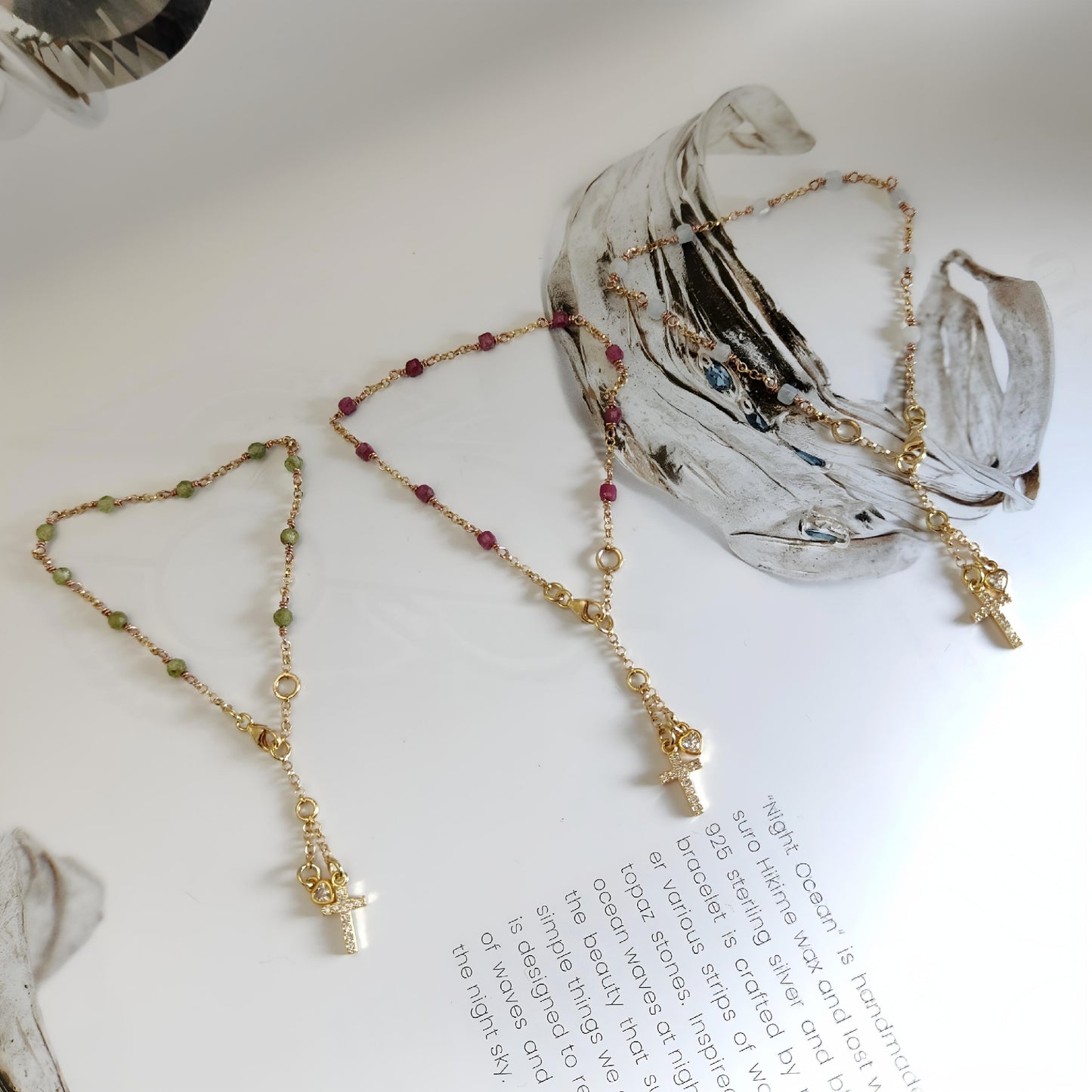 ST08 - Collana in Argento 925 Placcato Oro con Pietre Naturali