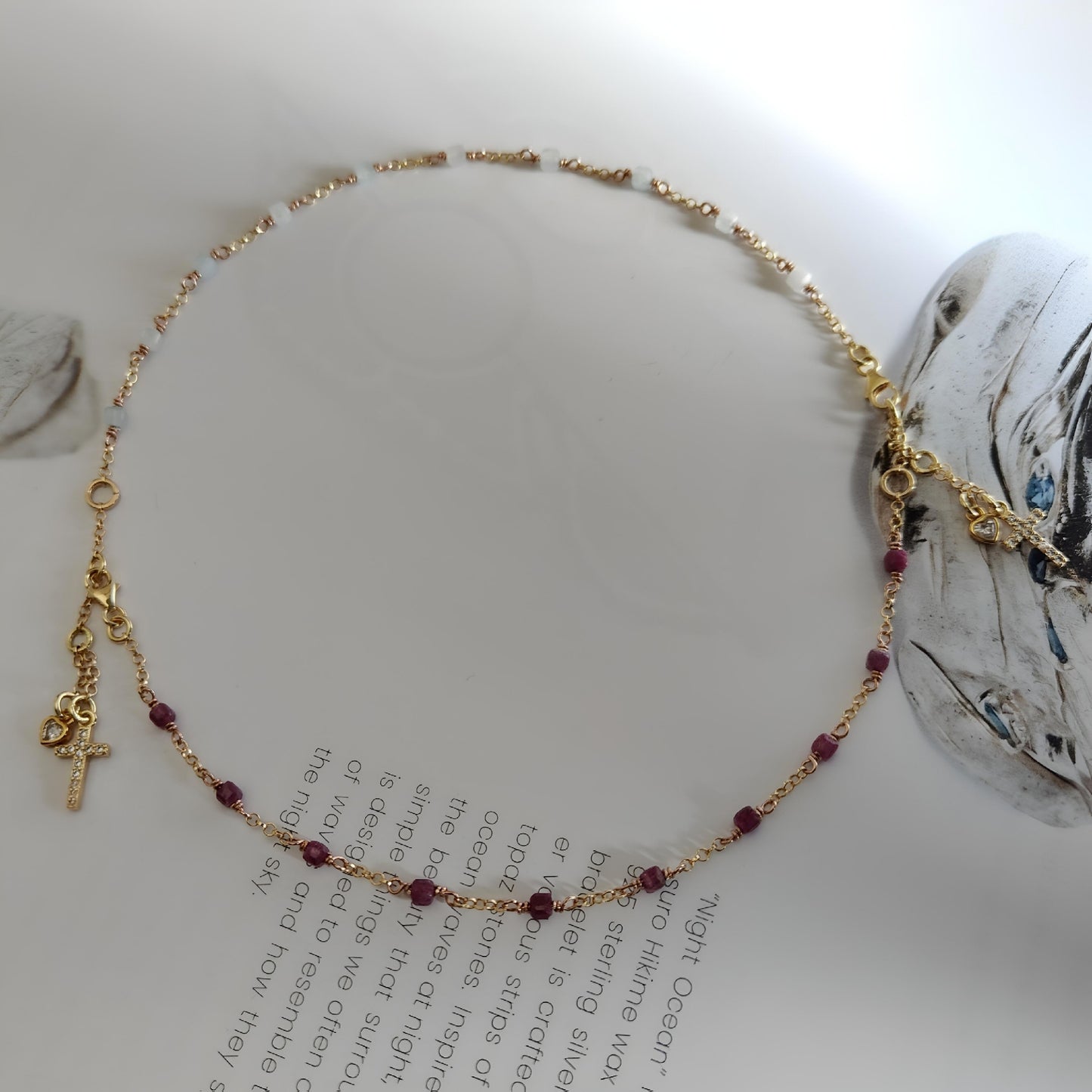 ST08 - Collana in Argento 925 Placcato Oro con Pietre Naturali