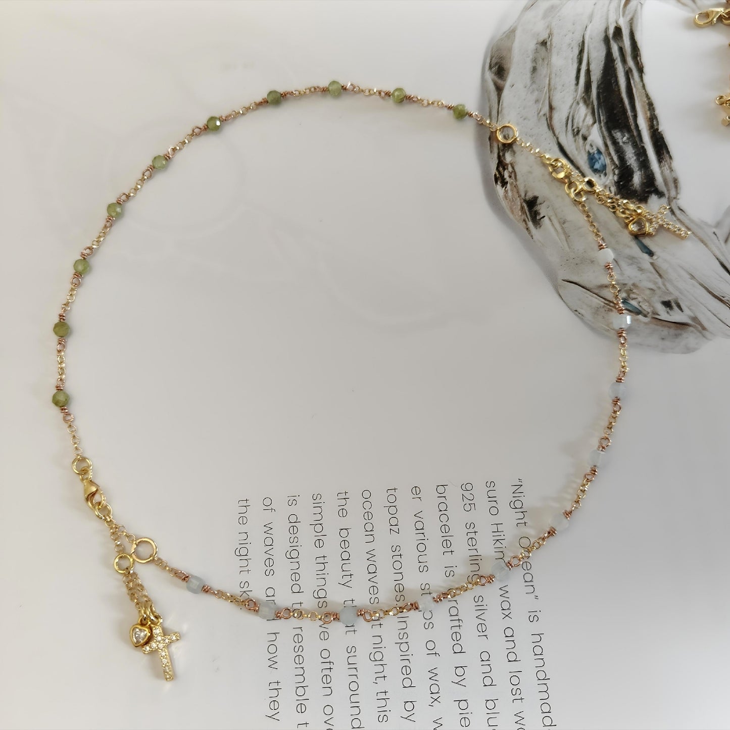ST08 - Collana in Argento 925 Placcato Oro con Pietre Naturali