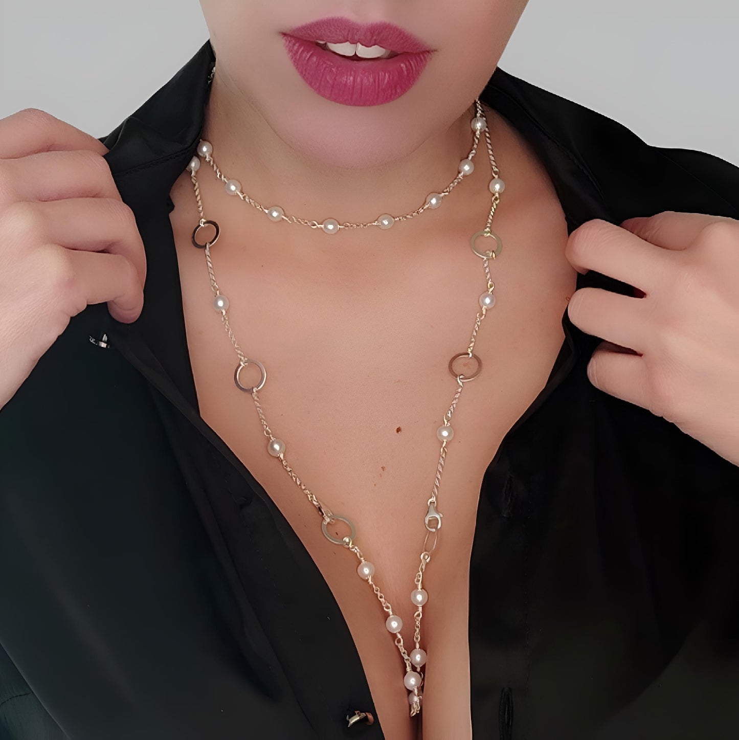 ST30 - Modular necklace in 925 silver with natural freshwater pearls.