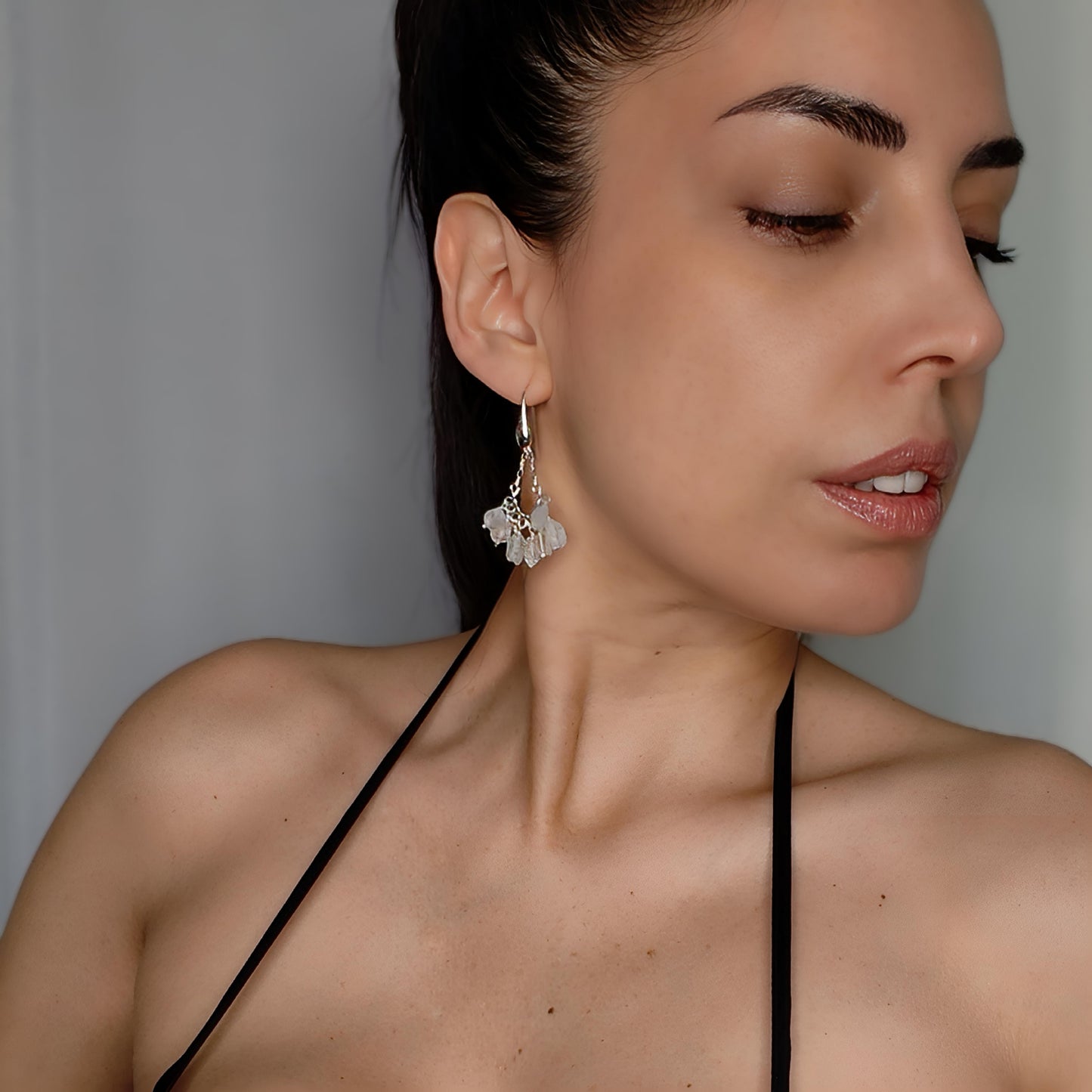 ST021 - Orecchini in argento 925 con acquamarina grezza