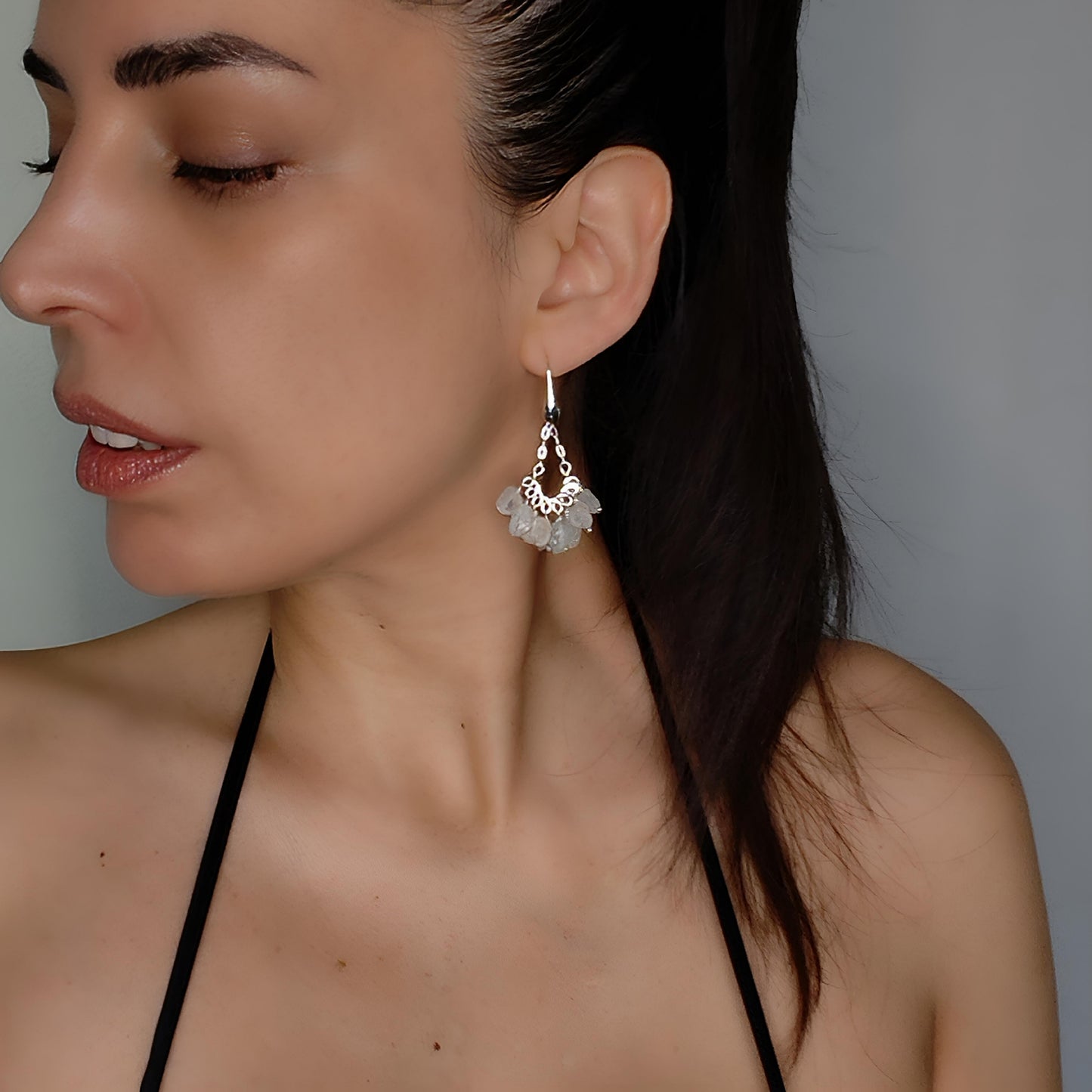 ST021 - Orecchini in argento 925 con acquamarina grezza