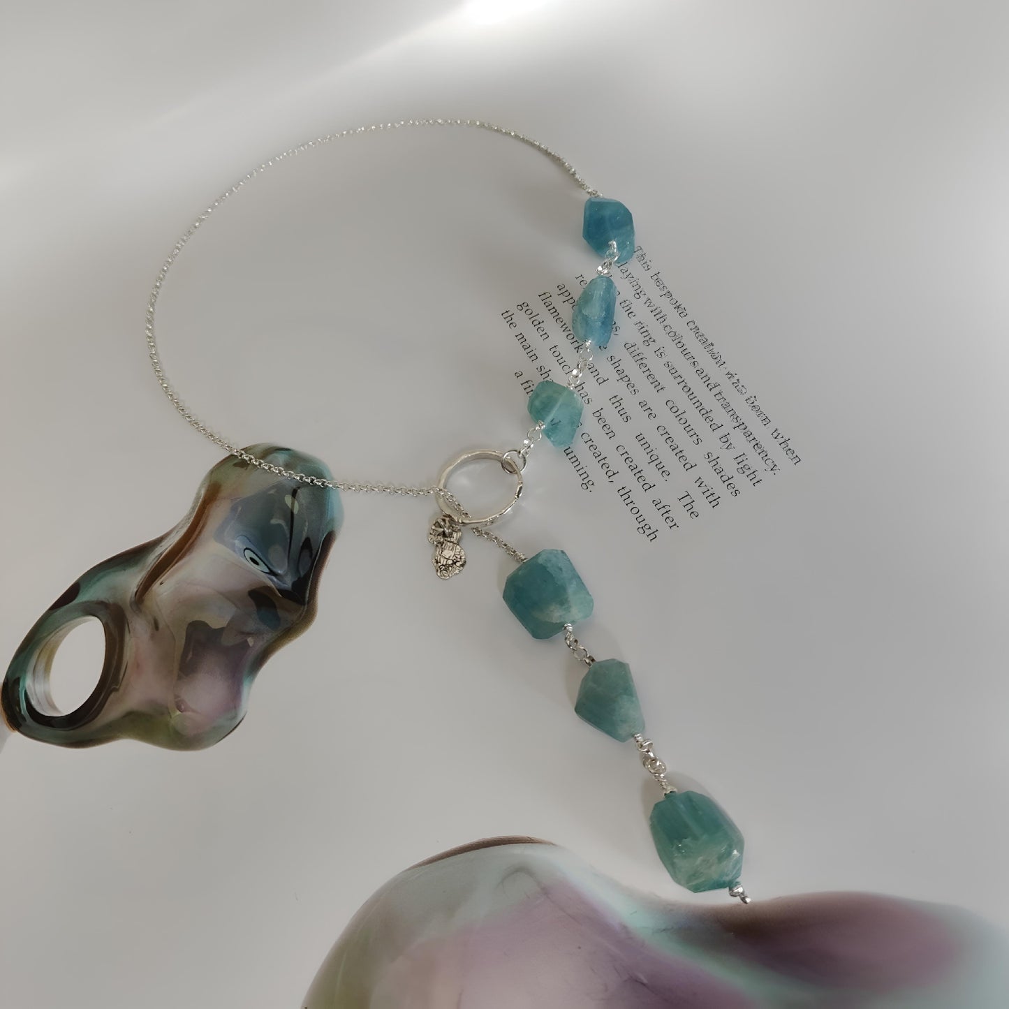 ST022 - Collana in argento con acquamarina grezza