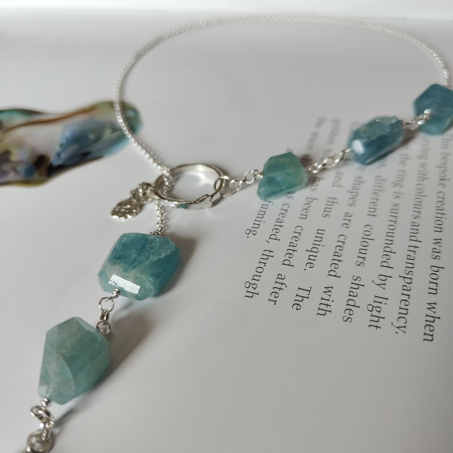ST022 - Collana in argento con acquamarina grezza