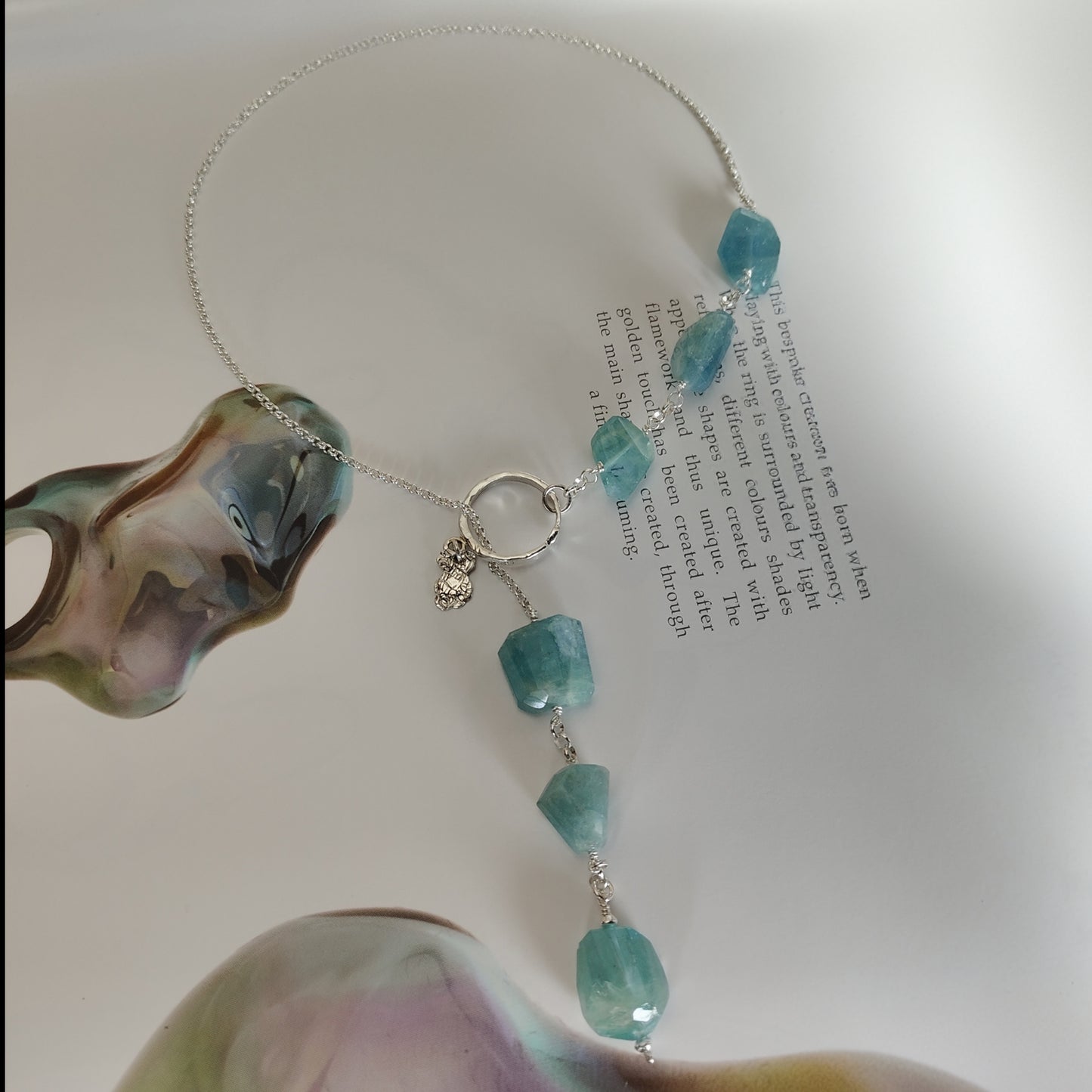 ST022 - Collana in argento con acquamarina grezza