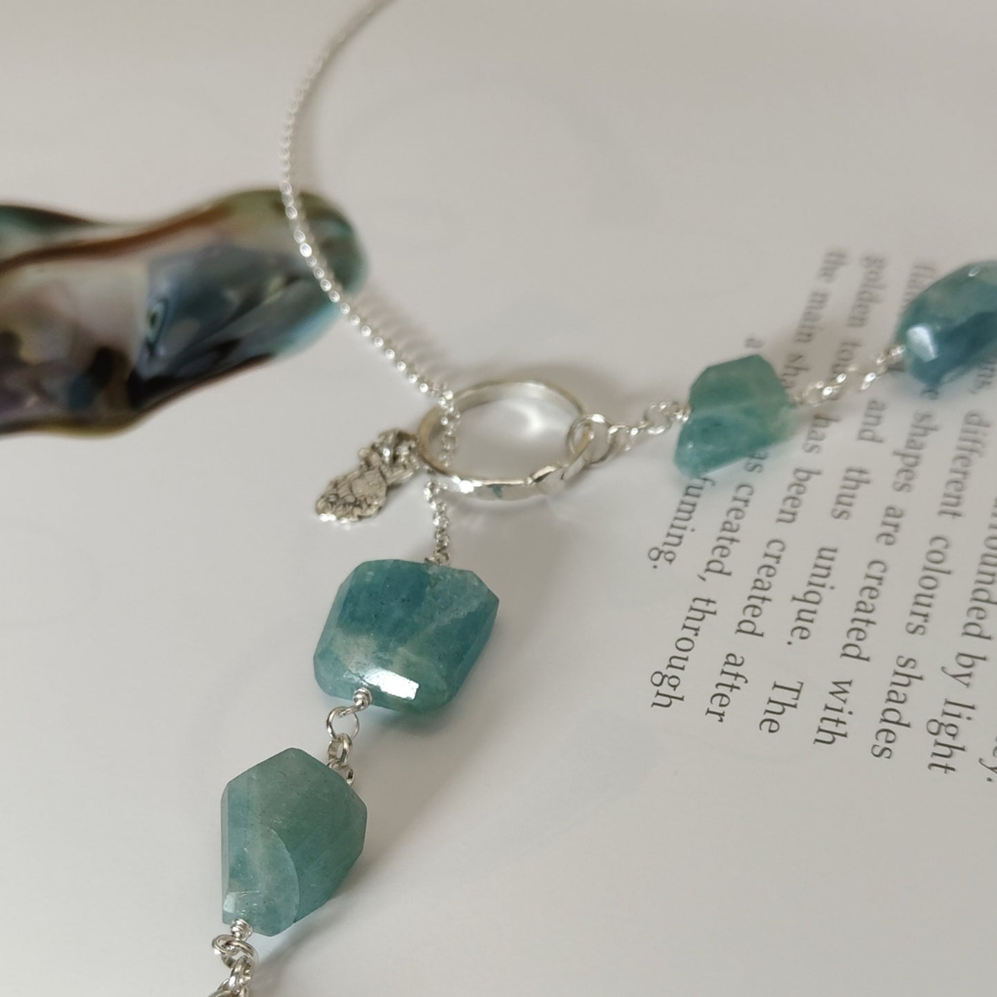 ST022 - Collana in argento con acquamarina grezza