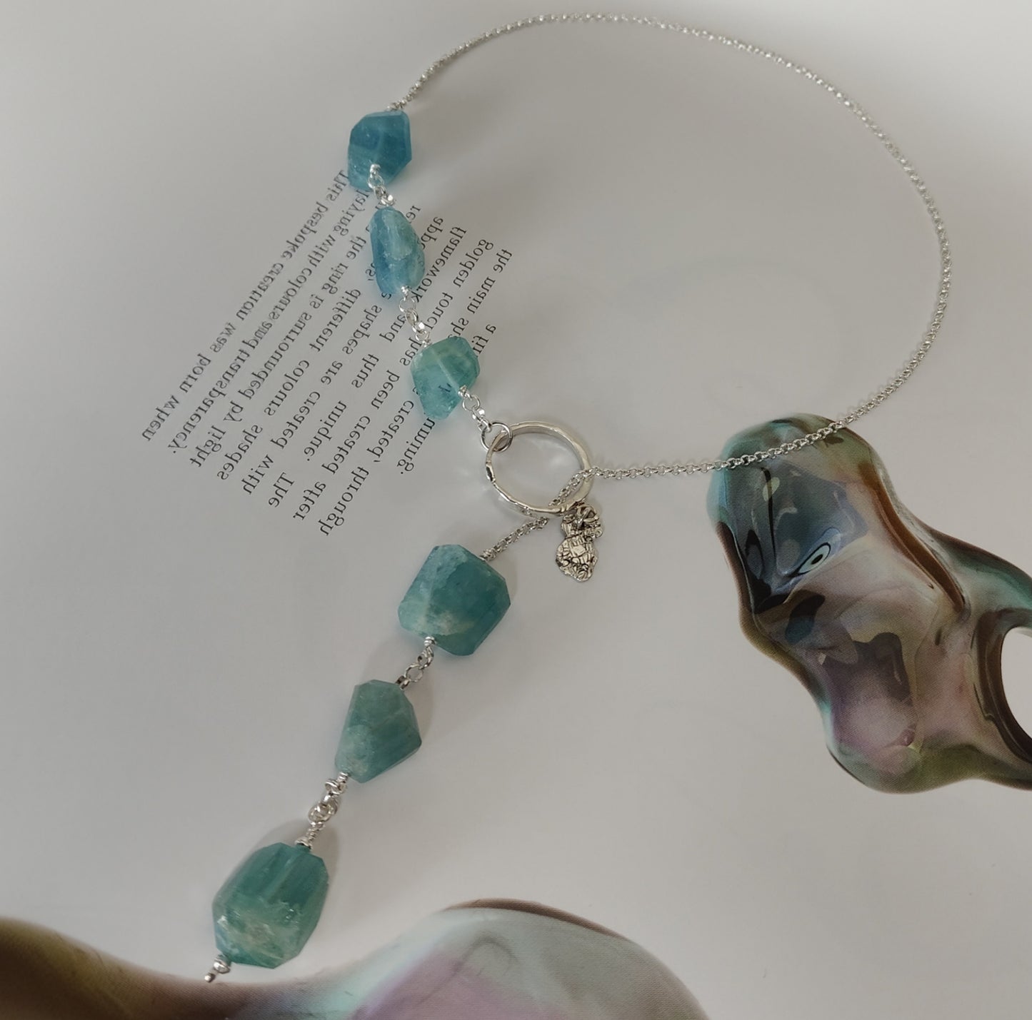 ST022 - Collana in argento con acquamarina grezza