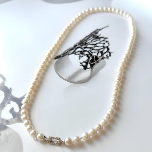 ST026 - Filo di Perle d'Acqua Dolce con Chiusura in Argento 925