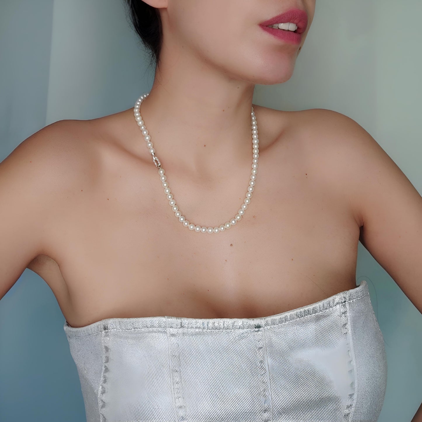 ST026 - Filo di Perle d'Acqua Dolce con Chiusura in Argento 925
