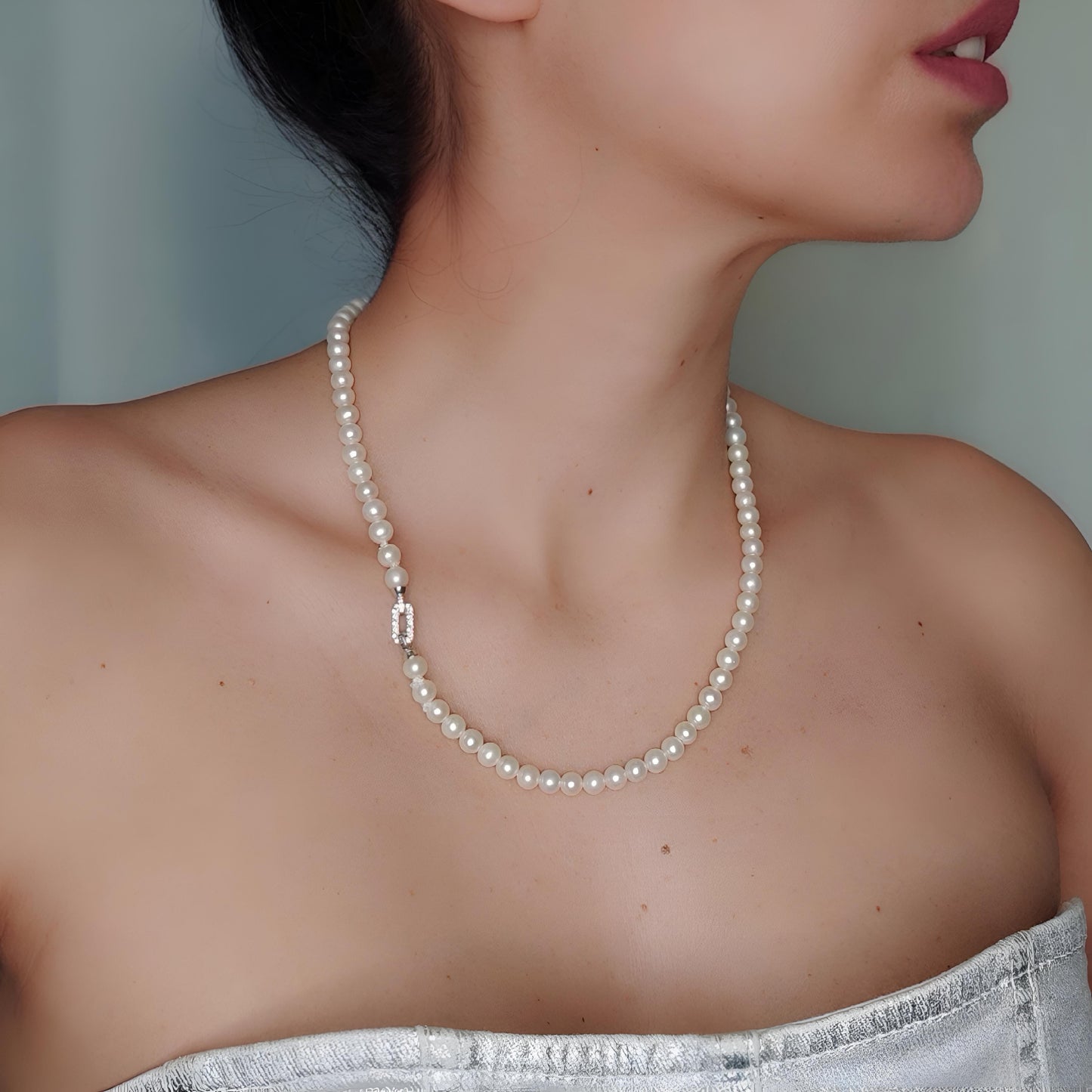 ST026 - Filo di Perle d'Acqua Dolce con Chiusura in Argento 925