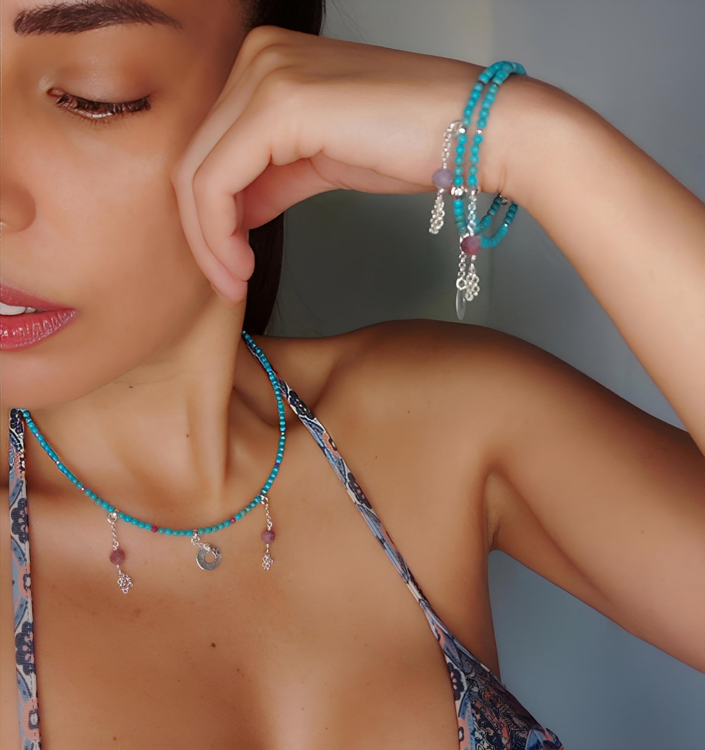 ST029 - Bracciale turchese — ciondolo singolo