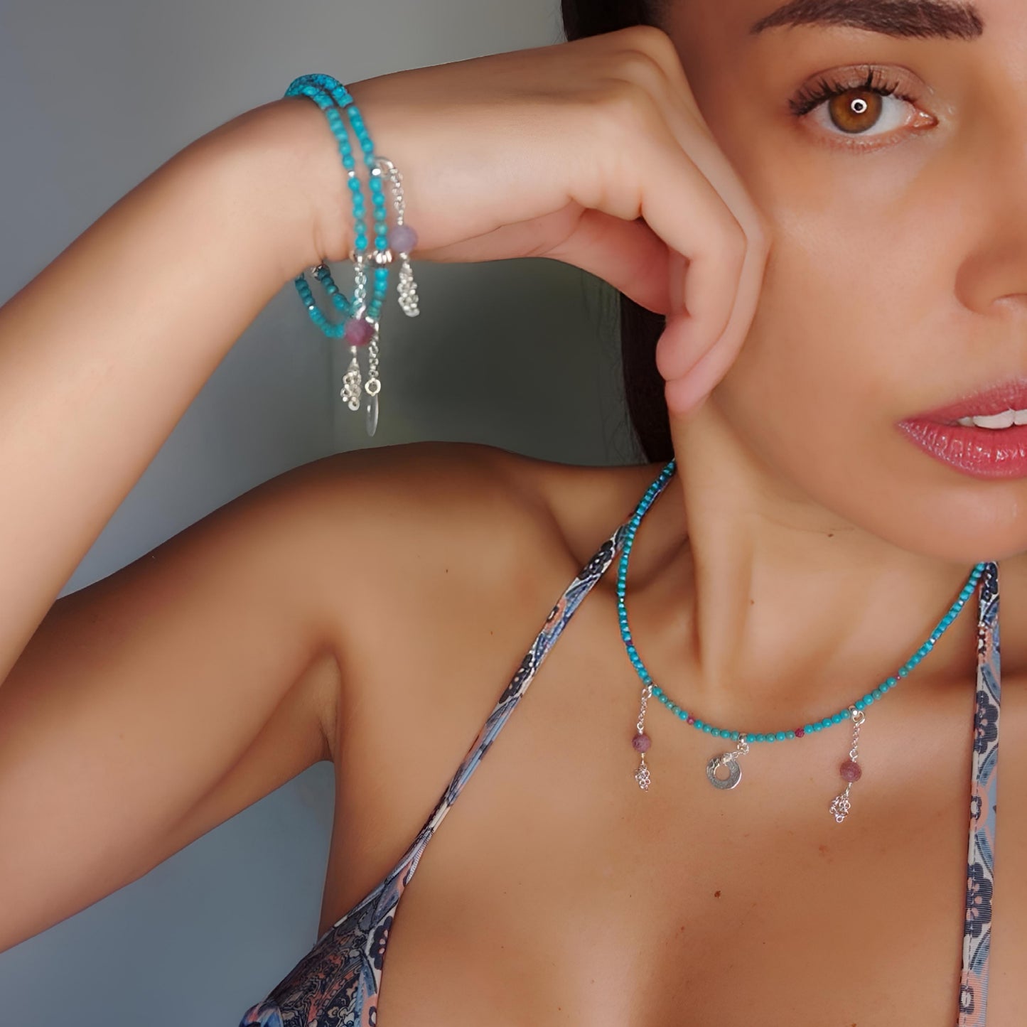 ST029 - Bracciale turchese — ciondolo singolo