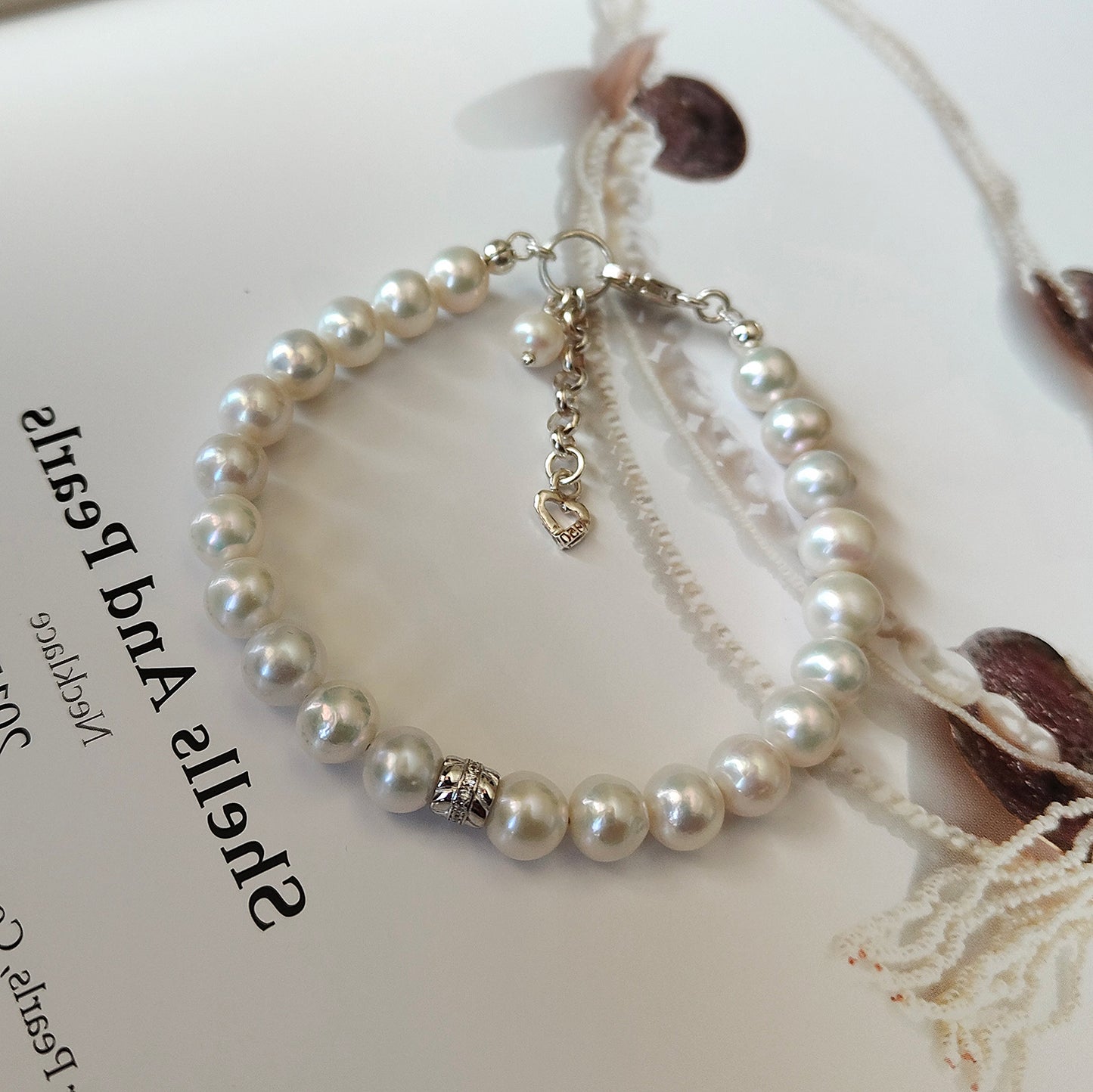 ST030 -  Bracciale Perle 7-8mm con Zirconi – Argento 925