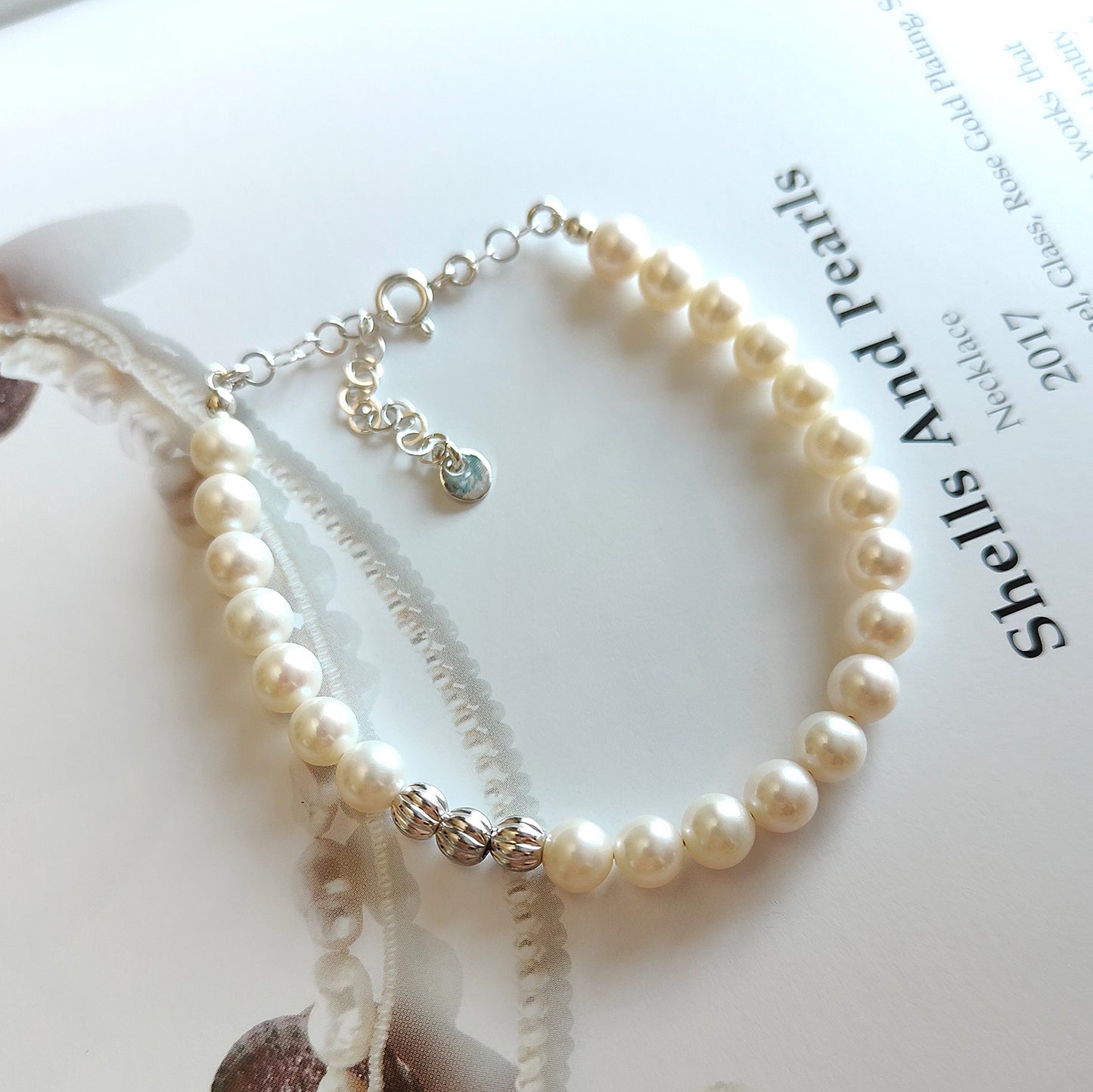 ST032 - Bracciale Perle 6-6,5mm con Perline Argento – Argento 925