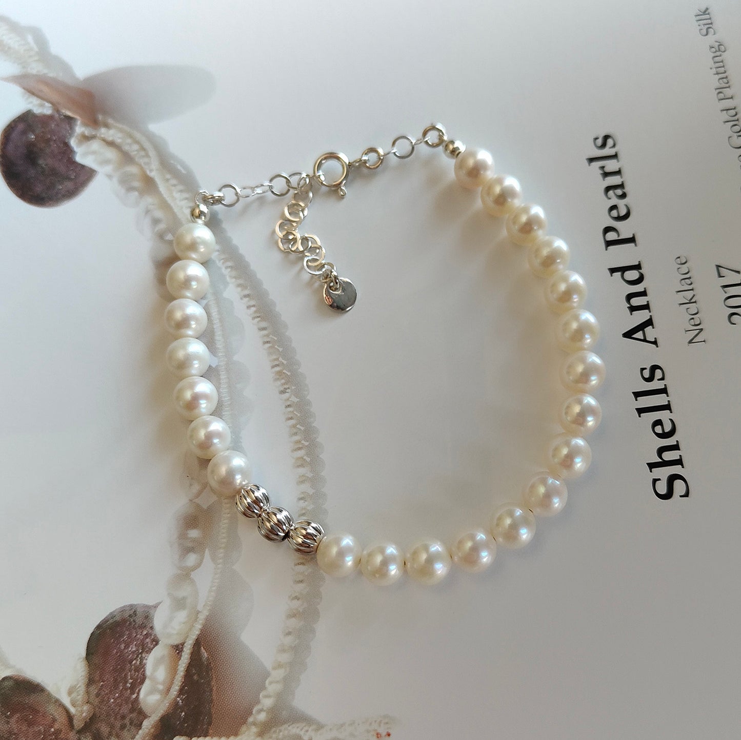 ST032 - Bracciale Perle 6-6,5mm con Perline Argento – Argento 925
