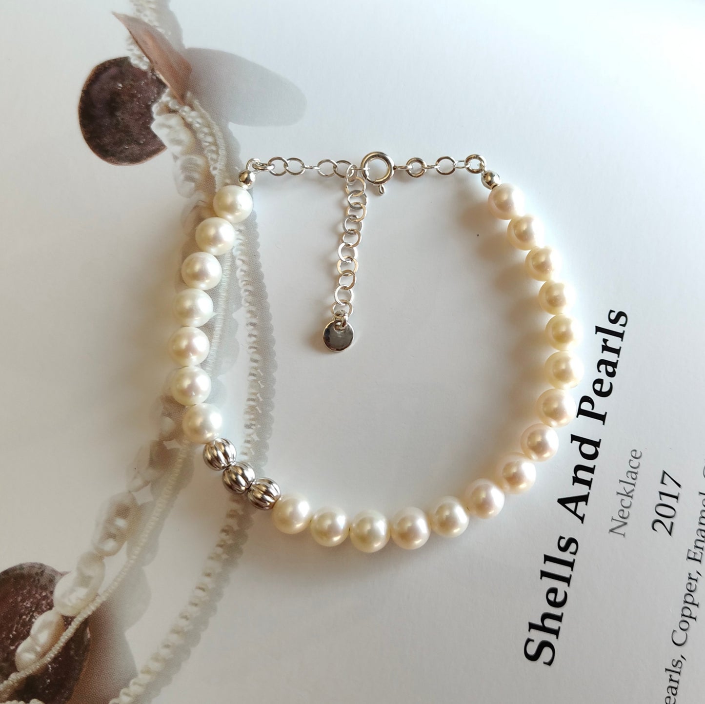ST032 - Bracciale Perle 6-6,5mm con Perline Argento – Argento 925