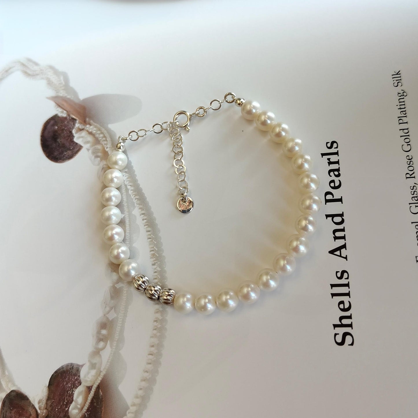 ST032 - Bracciale Perle 6-6,5mm con Perline Argento – Argento 925