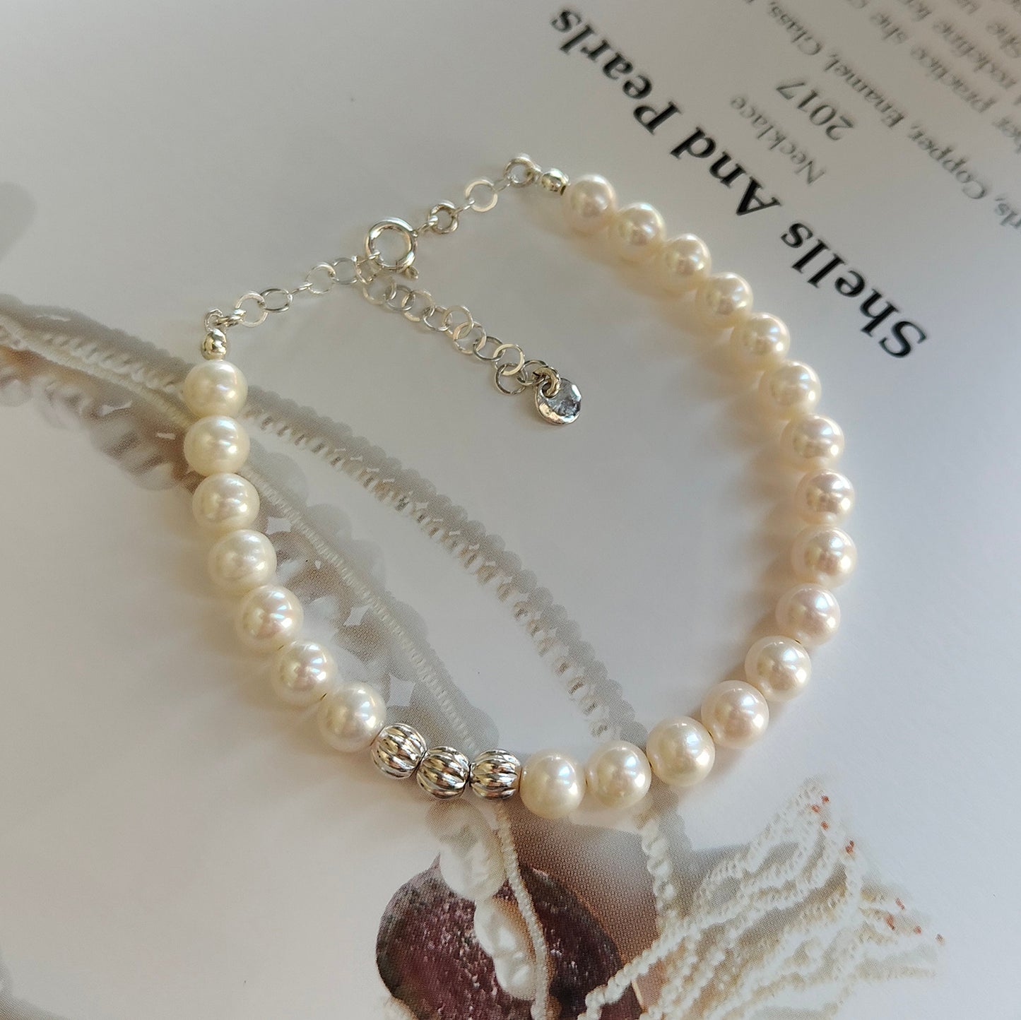 ST032 - Bracciale Perle 6-6,5mm con Perline Argento – Argento 925
