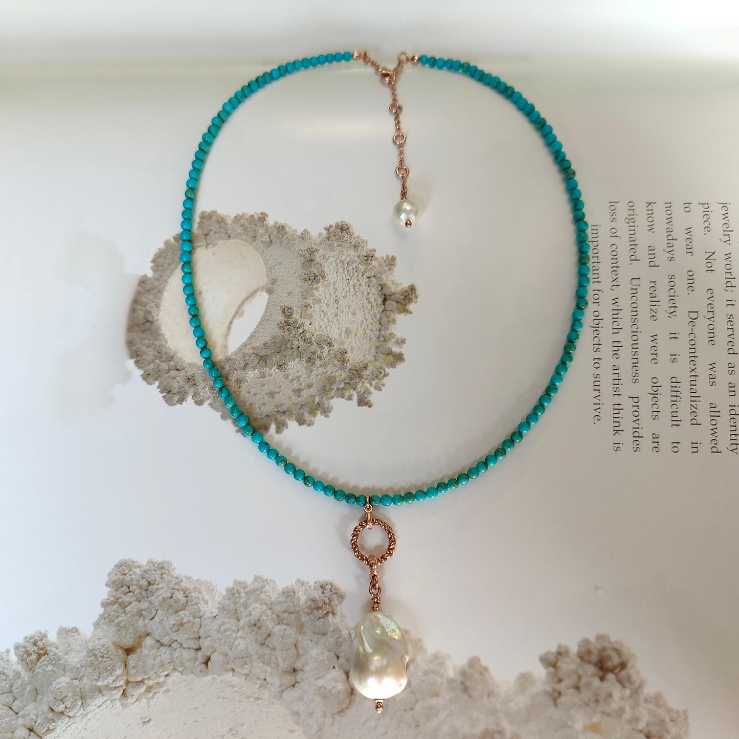 BST034 - Collana Turchese e Perla Barocca
