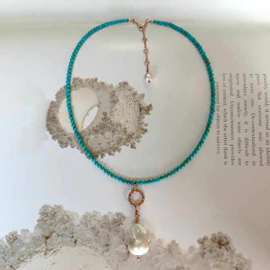BST034 - Collana Turchese e Perla Barocca