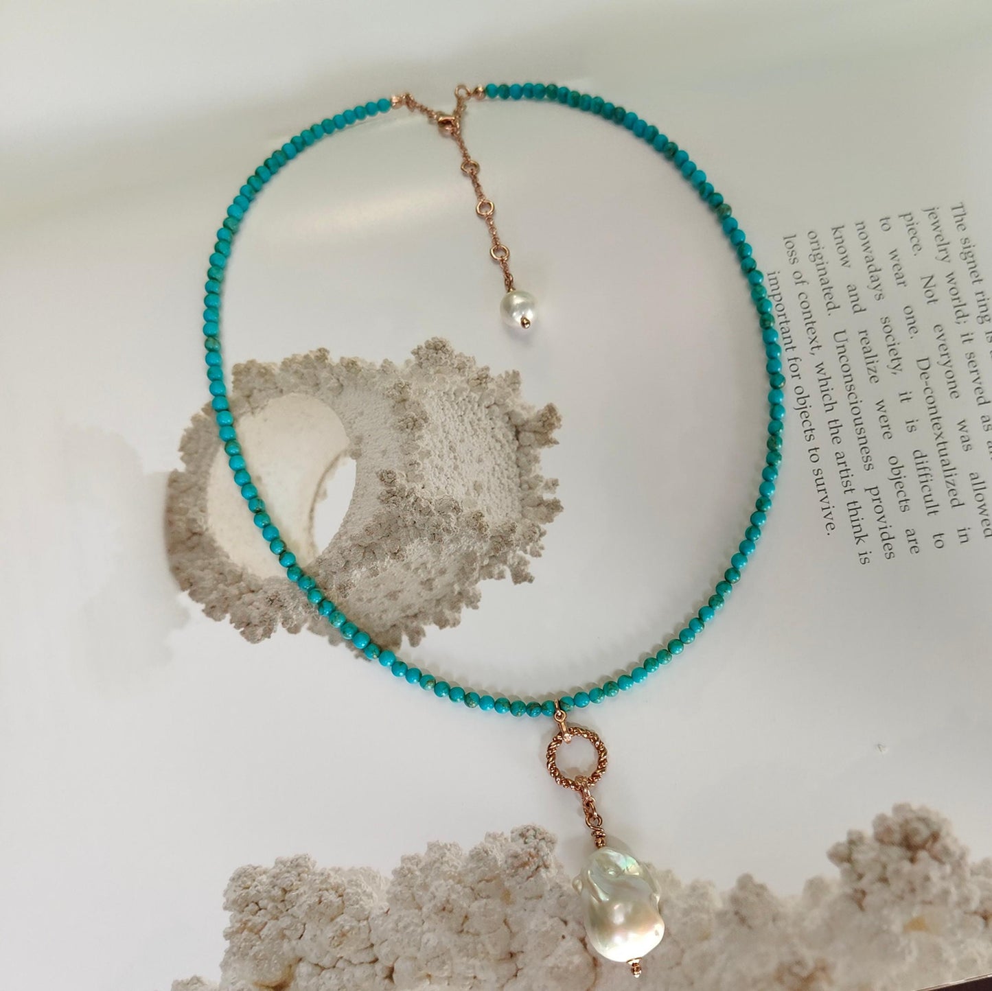 BST034 - Collana Turchese e Perla Barocca