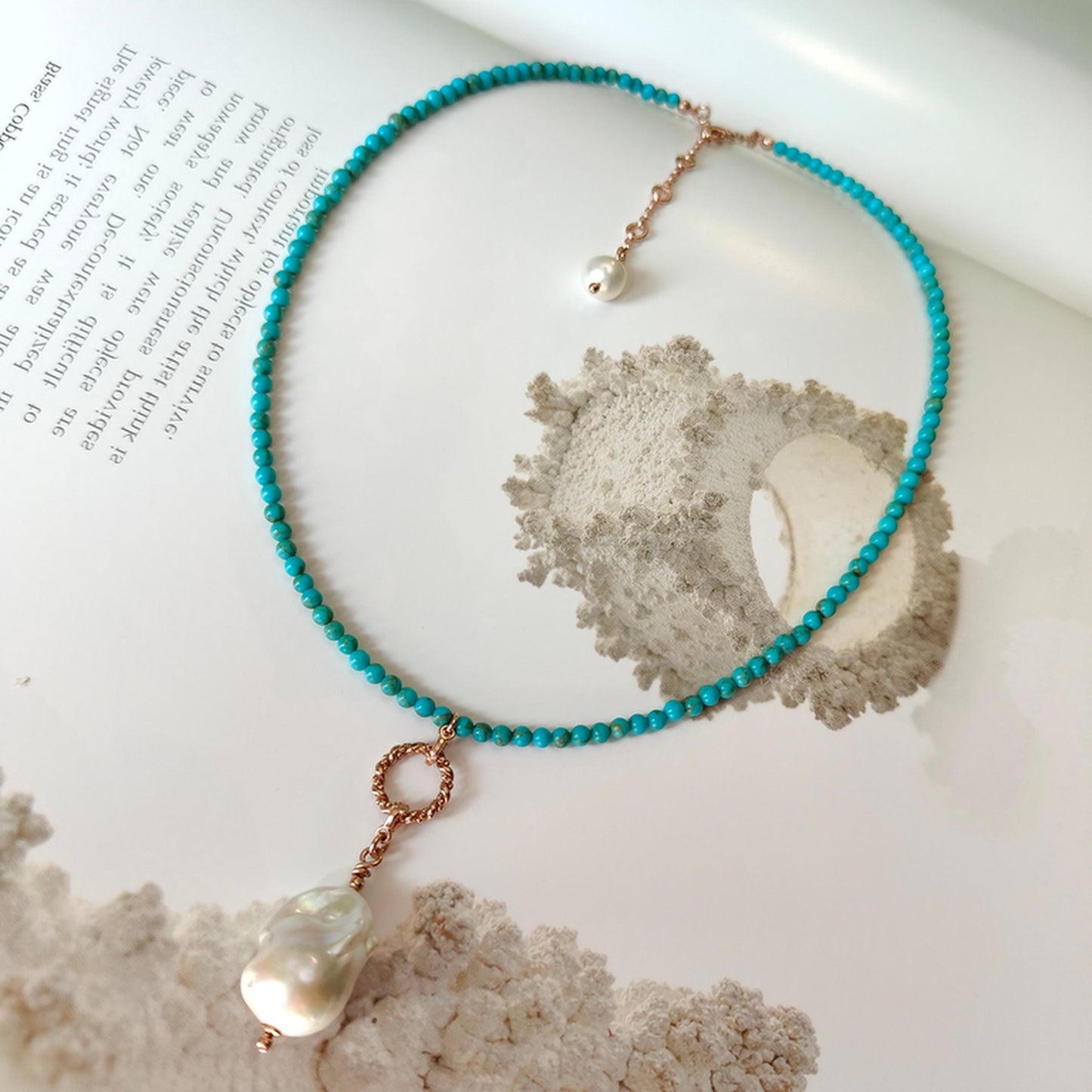 BST034 - Collana Turchese e Perla Barocca
