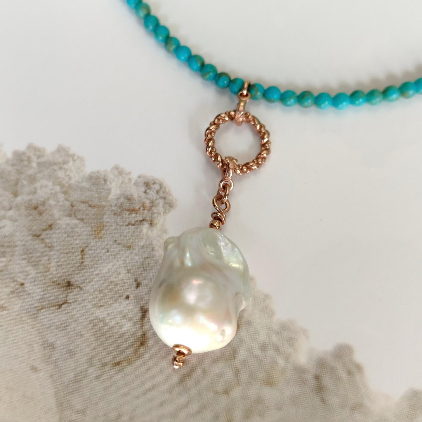 BST034 - Collana Turchese e Perla Barocca