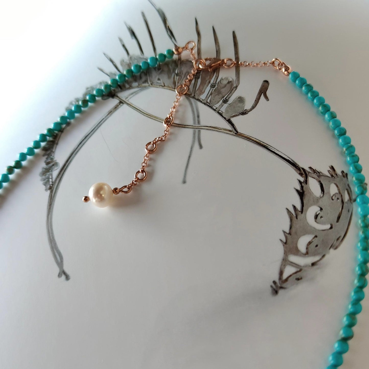 BST034 - Collana Turchese e Perla Barocca