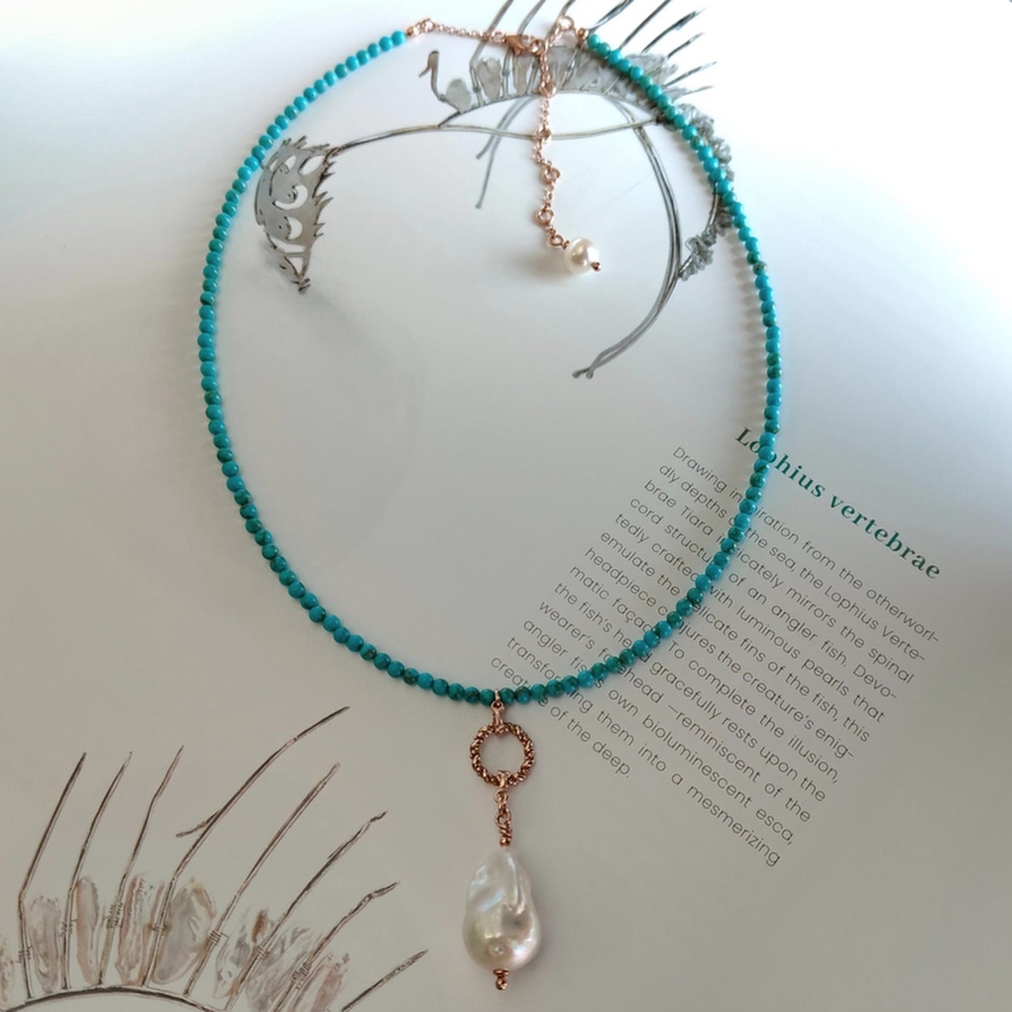 BST034 - Collana Turchese e Perla Barocca