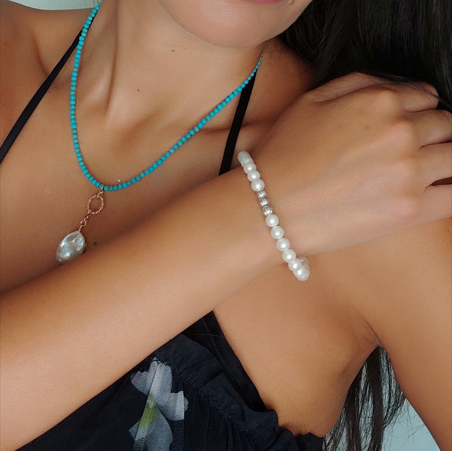 CST032 - Bracciale Perle 6-6,5mm con Perline Argento – Argento 925