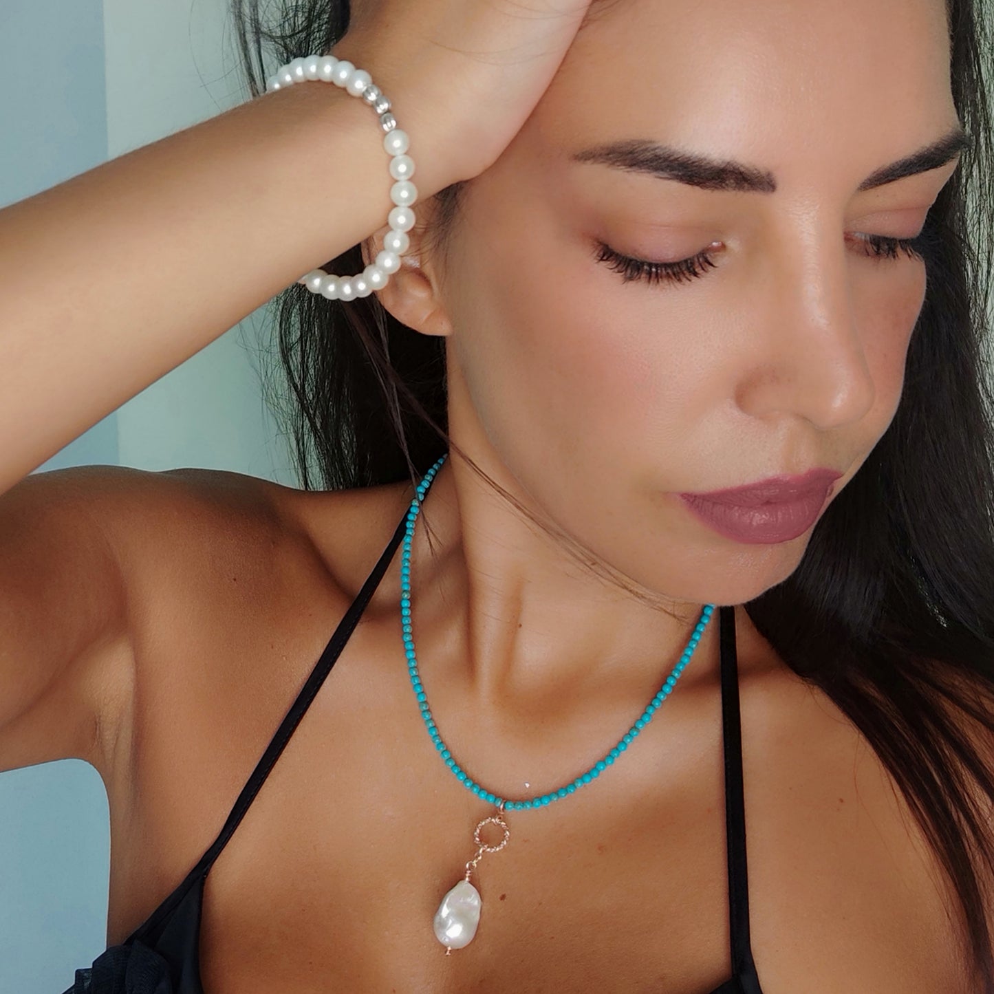 CST032 - Bracciale Perle 6-6,5mm con Perline Argento – Argento 925