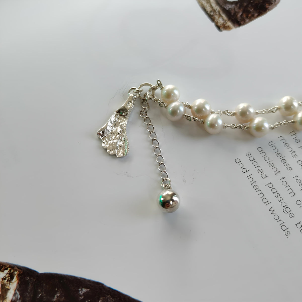 CTS073 - Bracciale doppio filo di perle e argento 925