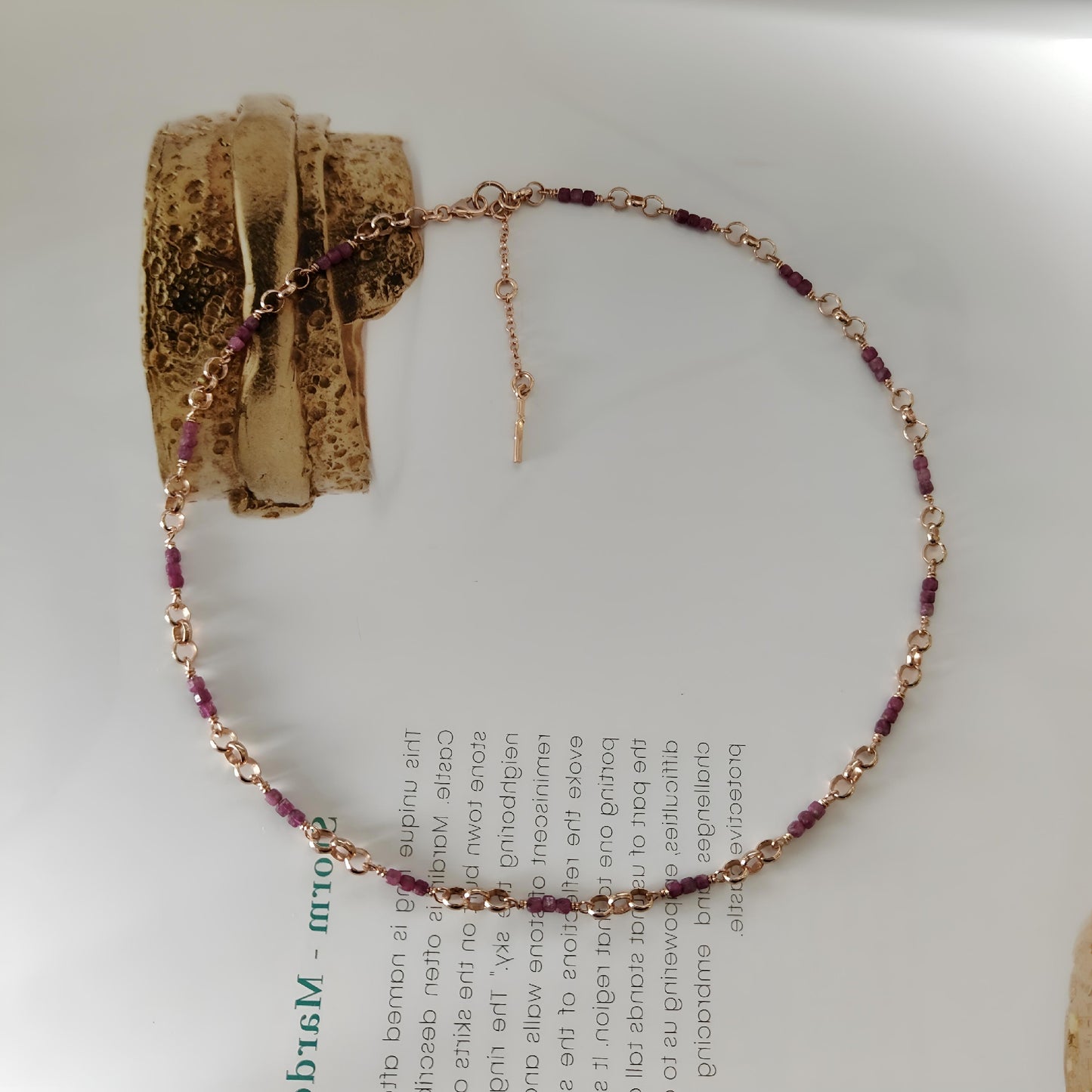 ST011 - Choker in Argento 925 Placcato Oro Rosa con Rubini Cubici Naturali