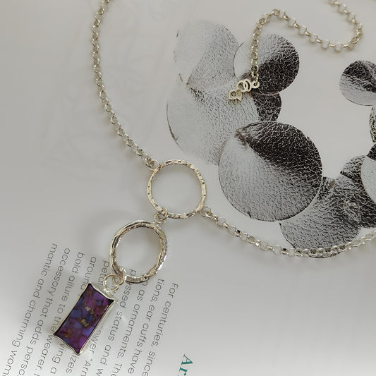 ST012 - Collana in Argento 925 con Pietra Turchese Viola
