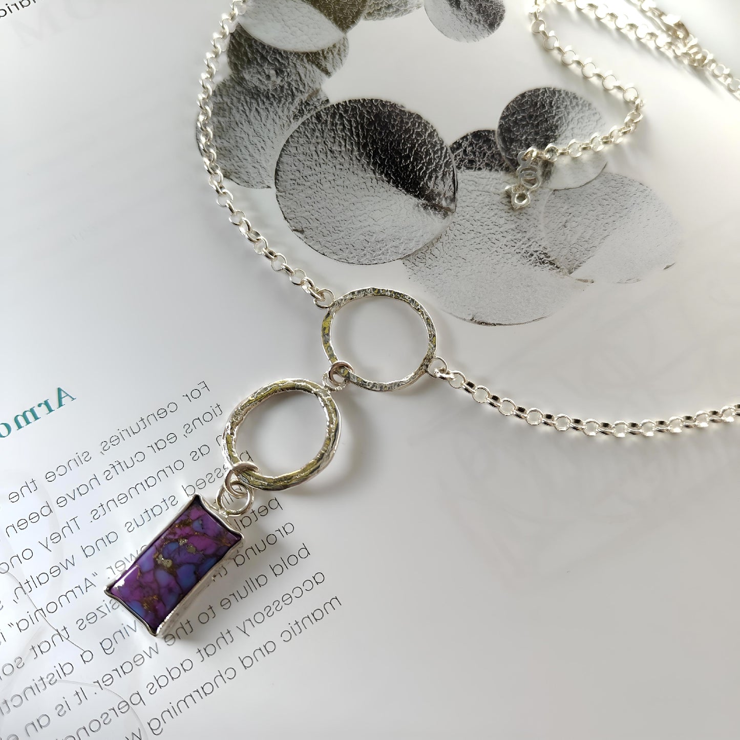 ST012 - Collana in Argento 925 con Pietra Turchese Viola