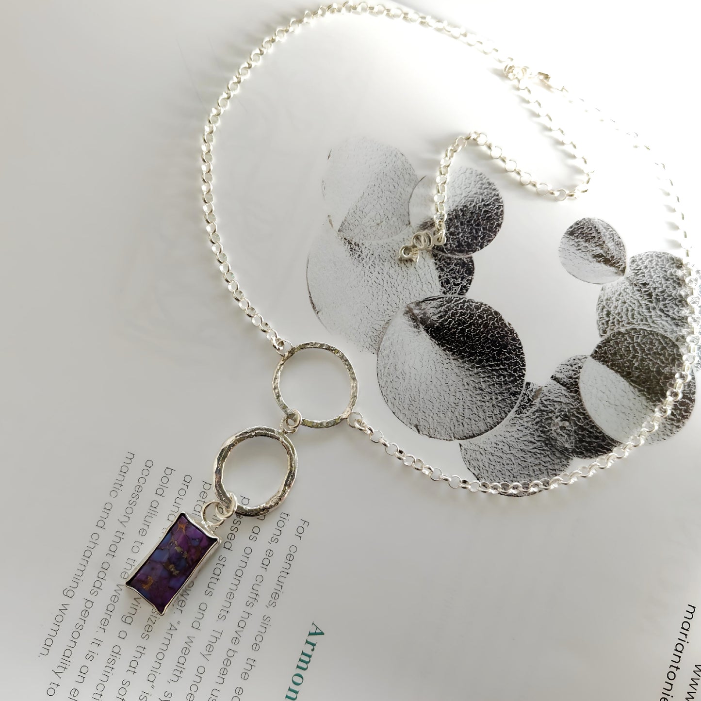 ST012 - Collana in Argento 925 con Pietra Turchese Viola