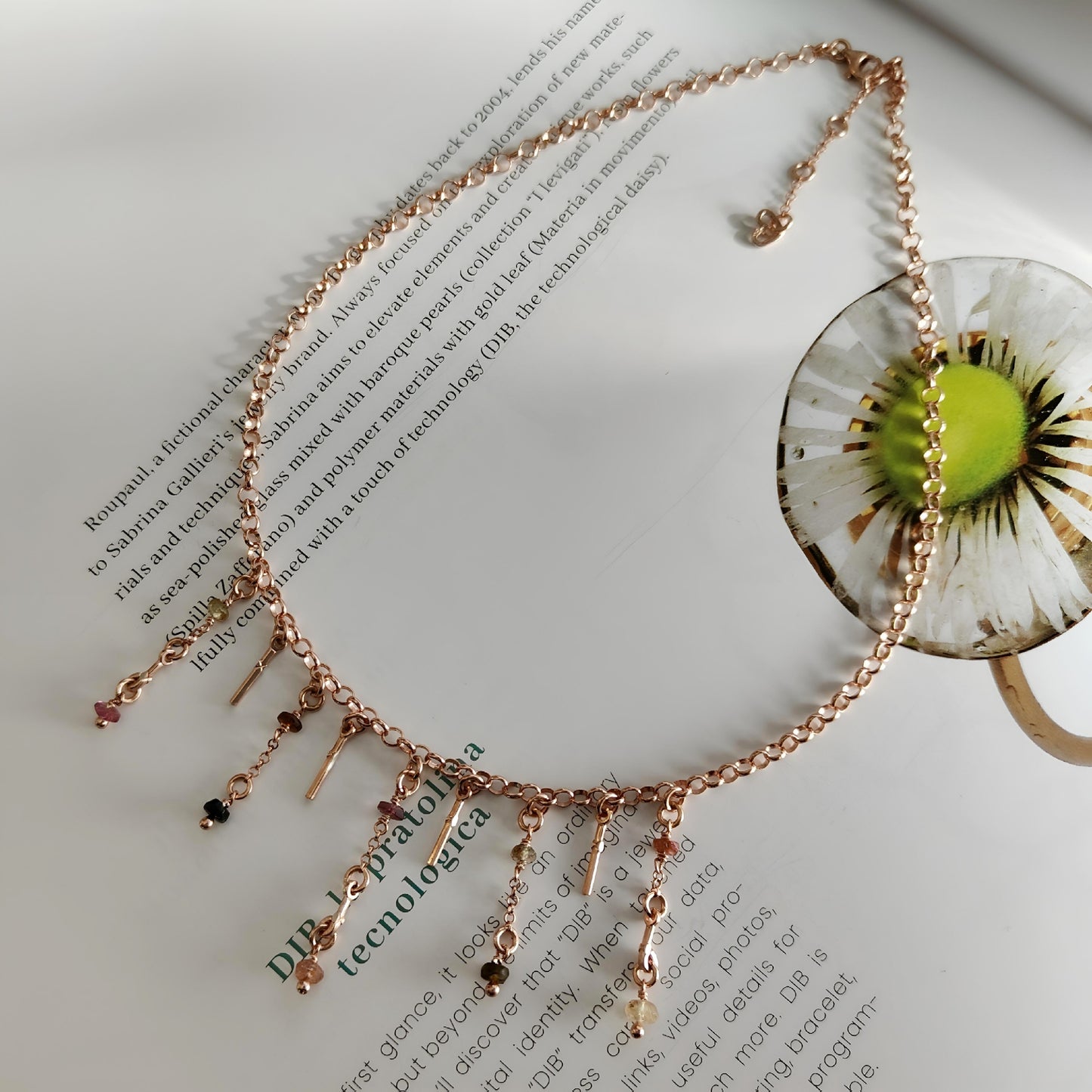 ST013 - Collana Tormalina in Argento 925 Placcato Oro Rosa