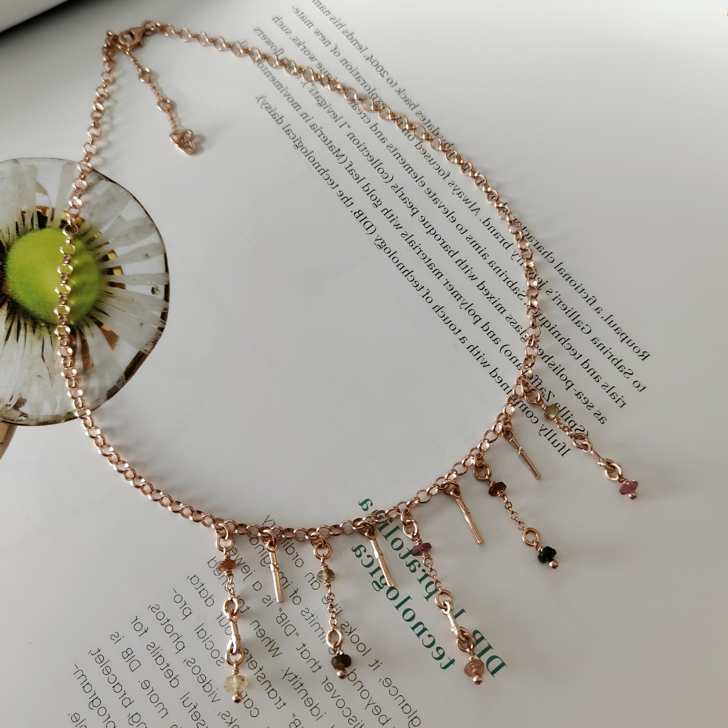 ST013 - Collana Tormalina in Argento 925 Placcato Oro Rosa