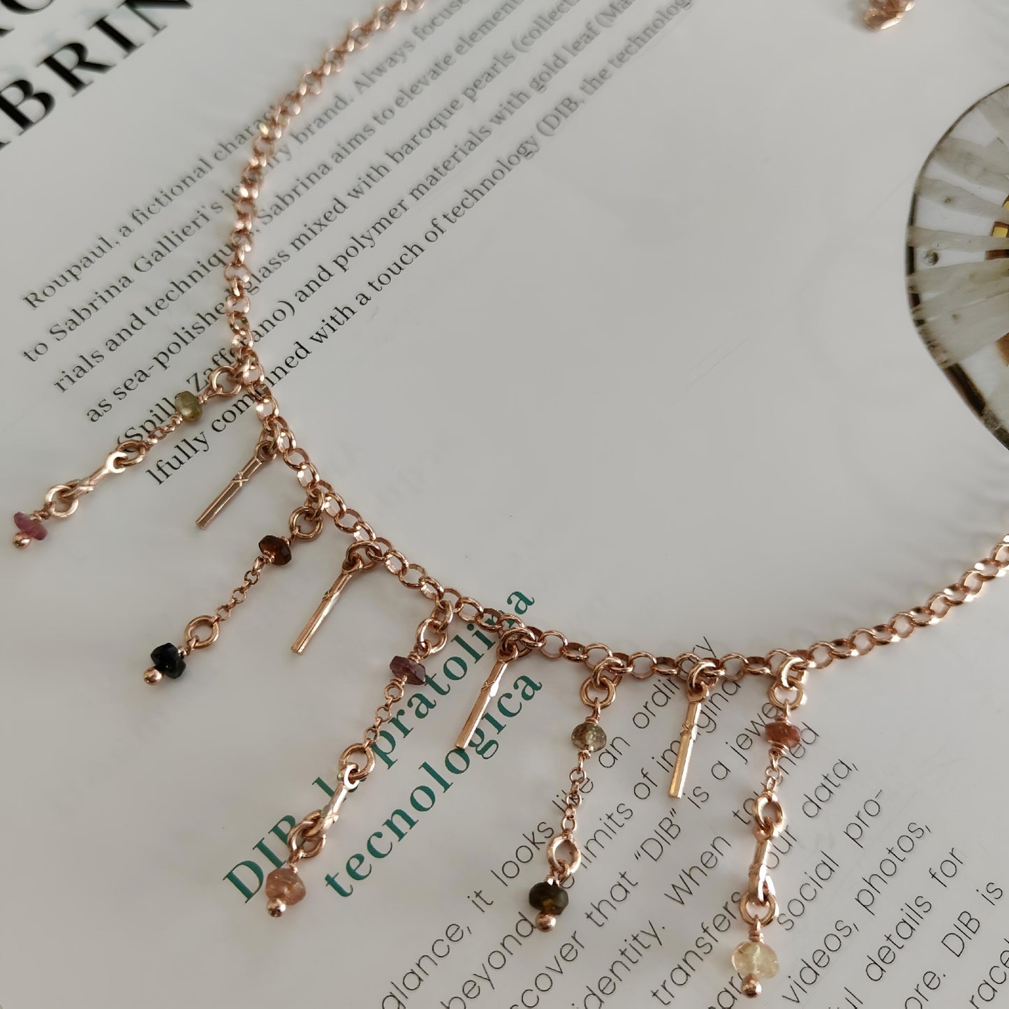 ST013 - Collana Tormalina in Argento 925 Placcato Oro Rosa