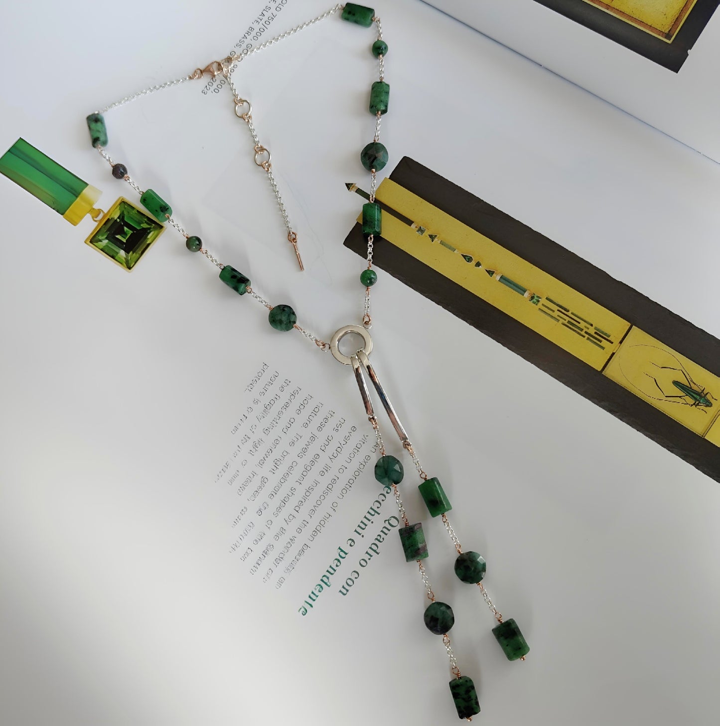 ST017 - Collana a Y in Argento 925 con Rubino Zoisite e Smeraldo