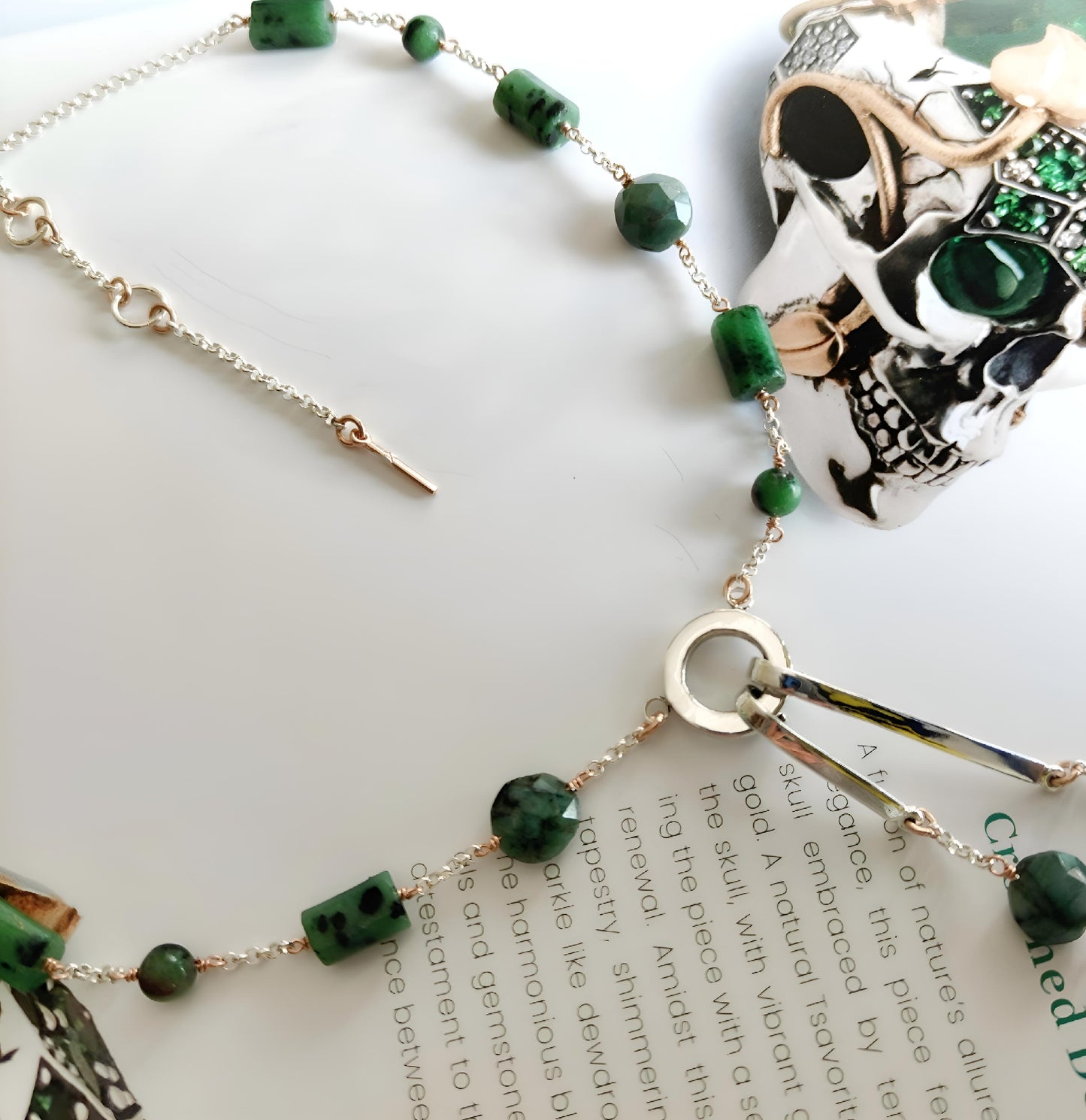 ST017 - Collana a Y in Argento 925 con Rubino Zoisite e Smeraldo